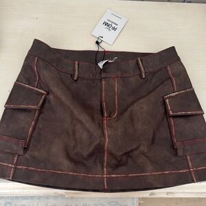 Princess Polly Brown Leather Skirt